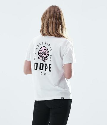 Dope Regular Rose Tişört Kadın Beyaz | TR1299WY