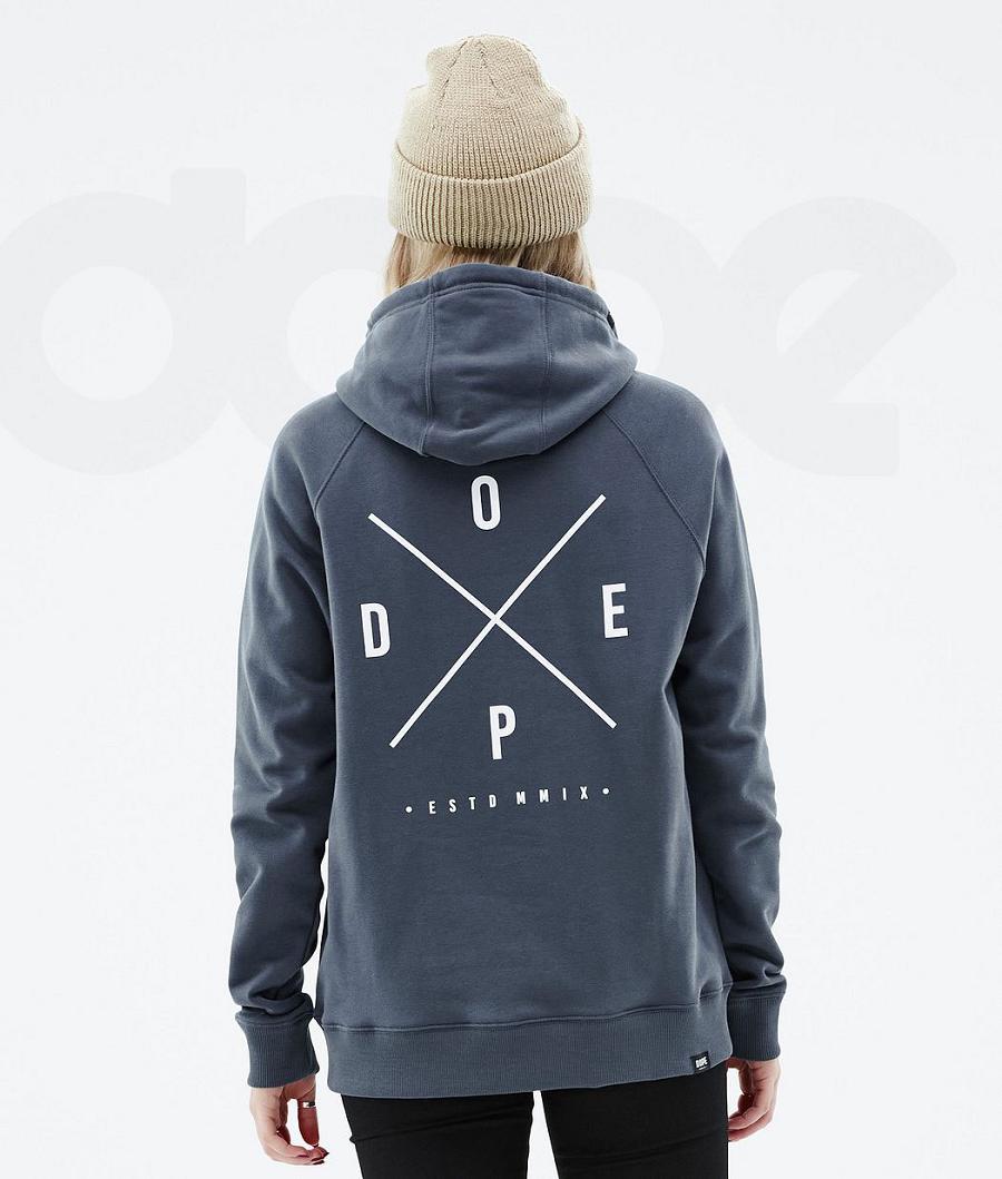 Dope Common W 2X-Up Kapüşonlu Sweatshirt Kadın Mavi | TR1242VD