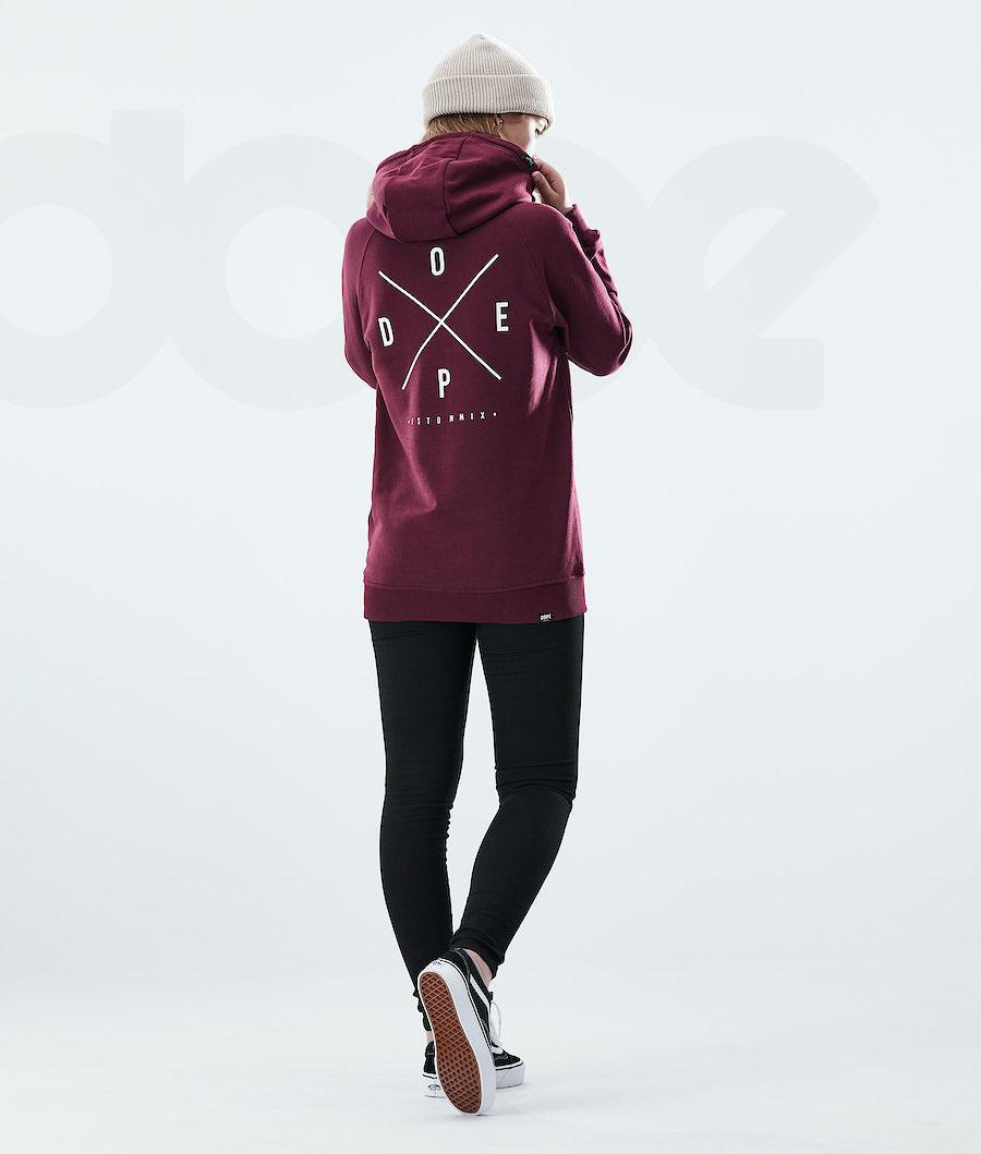 Dope Regular 2X-UP Kapüşonlu Sweatshirt Kadın Bordo | TR1225YU