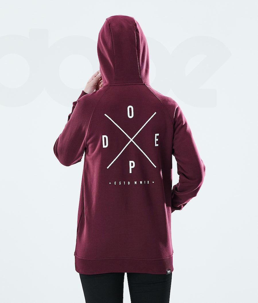 Dope Regular 2X-UP Kapüşonlu Sweatshirt Kadın Bordo | TR1225YU