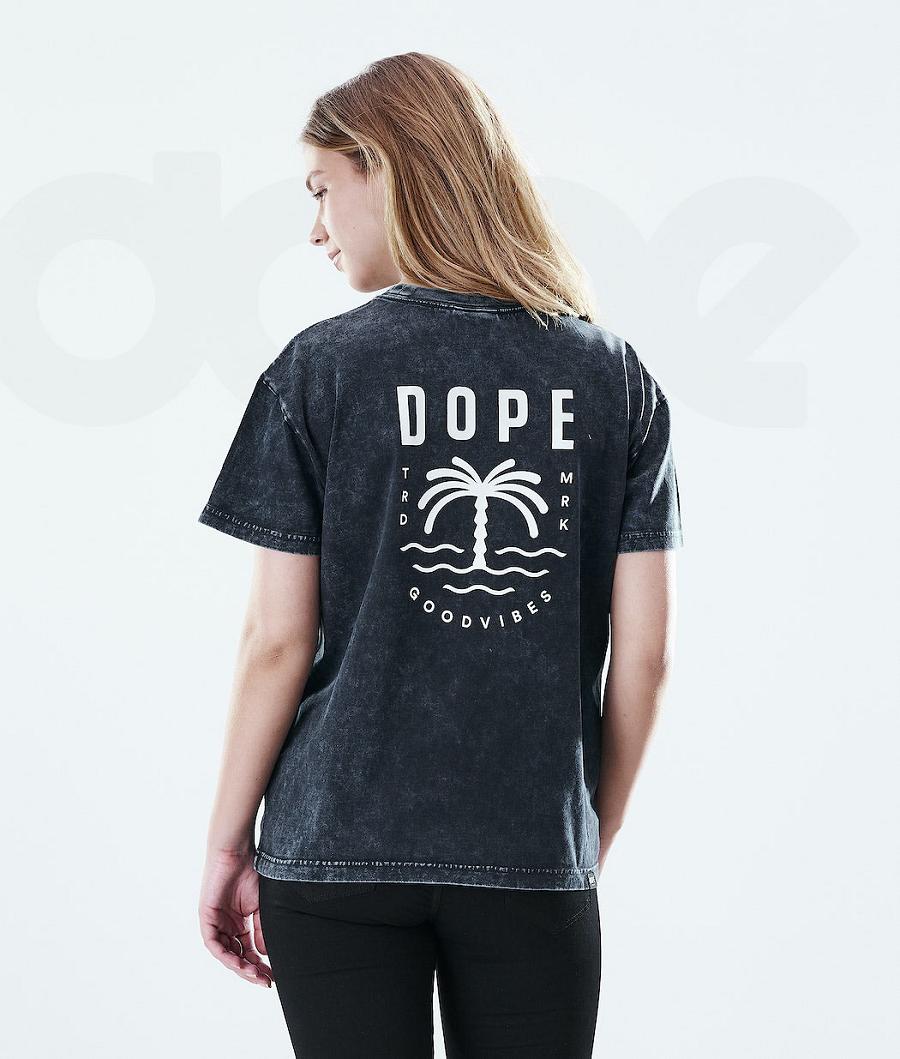 Dope Regular Palm Bleached Tişört Kadın Siyah | TR1304UT