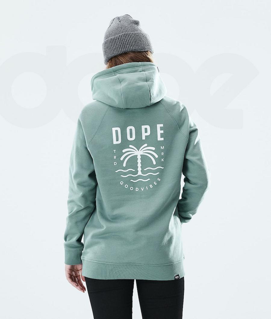 Dope Regular Palm Kapüşonlu Sweatshirt Kadın Yeşil | TR1219MA