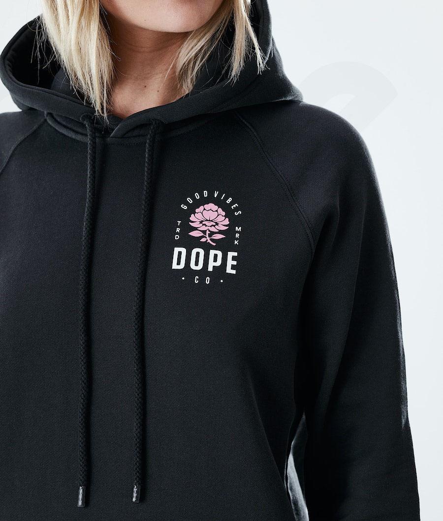 Dope Regular Rose Kapüşonlu Sweatshirt Kadın Pembe Siyah | TR1218NB