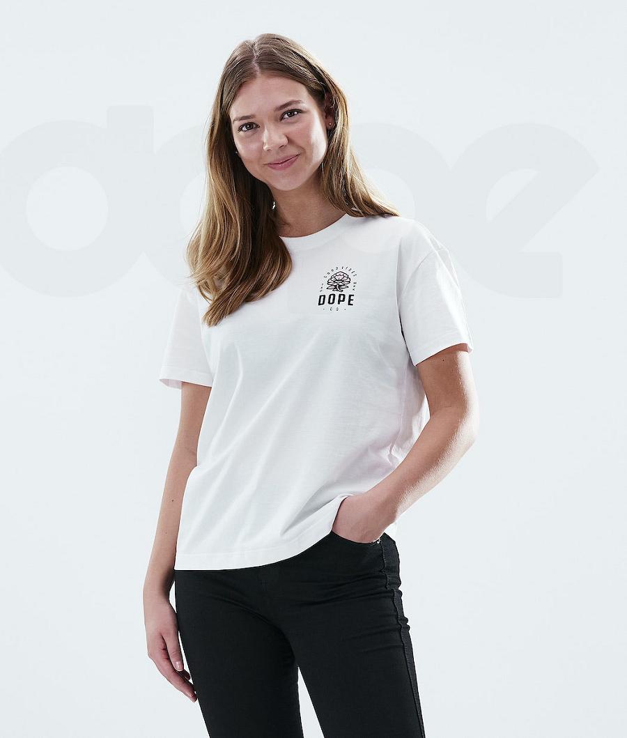 Dope Regular Rose Tişört Kadın Beyaz | TR1299WY