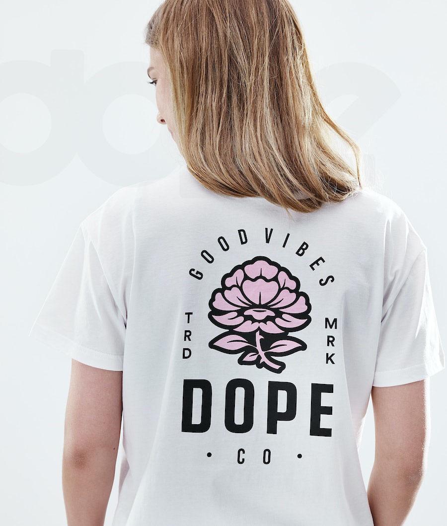 Dope Regular Rose Tişört Kadın Beyaz | TR1299WY